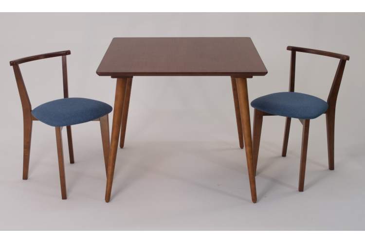 Стол Монте М 100 орех со стульями Франк орех рогожка синий-1