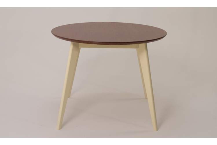 Стол Сканди К 100 слоновая кость/орех со стульями Франк орех велюр коричневый-4