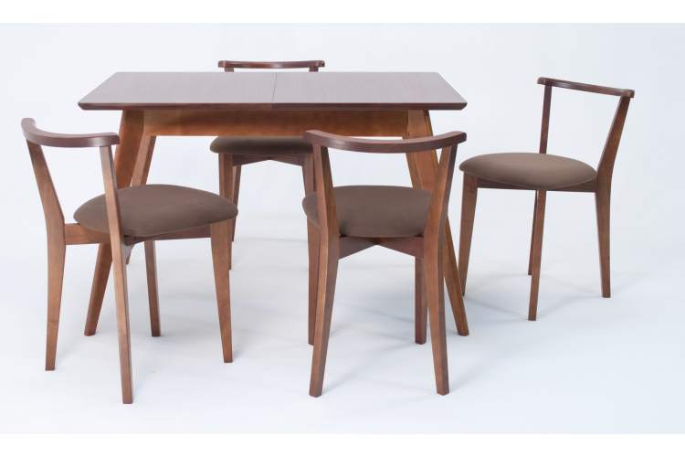 Стол Сканди 120 орех со стульями Франк Орех велюр коричневый-1