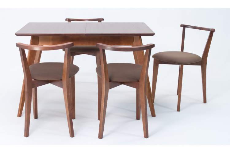 Стол Сканди 120 орех со стульями Франк Орех велюр коричневый-3