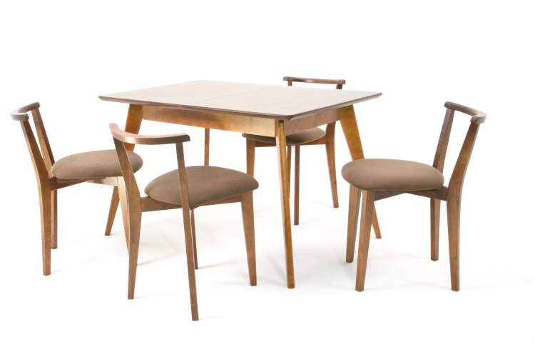 Стол Сканди 120 орех со стульями Франк Орех велюр коричневый