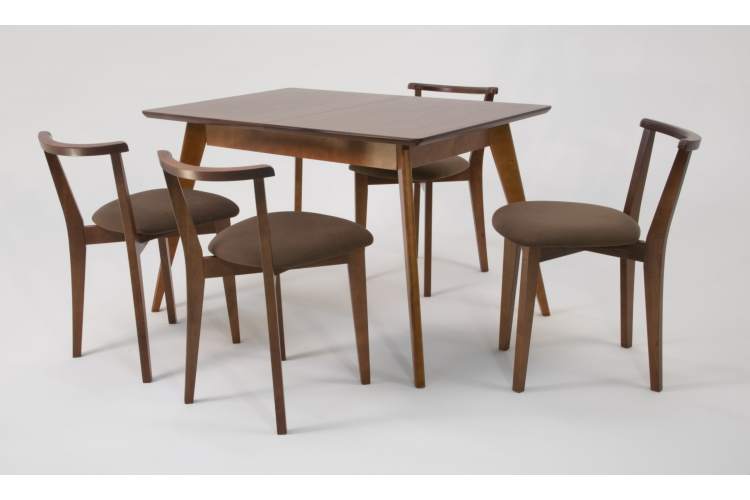 Стол Сканди 120 орех со стульями Франк Орех велюр коричневый-2