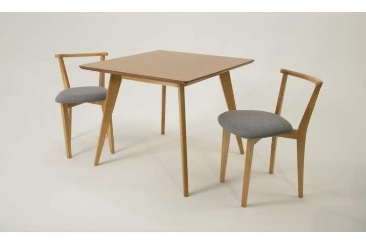Стол Сканди М 100 натур со стульями Франк натур рогожка серый-1