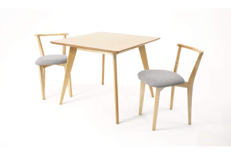 Стол Сканди М 100 натур со стульями Франк натур рогожка серый