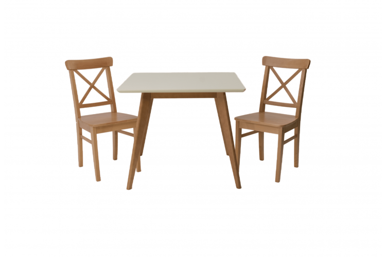 Стол Сканди М 90 натур/слоновая кость со стульями Ингольф натур
