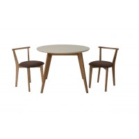 Стол Сканди К 100 натур/слоновая кость со стульями Франк натур велюр коричневый