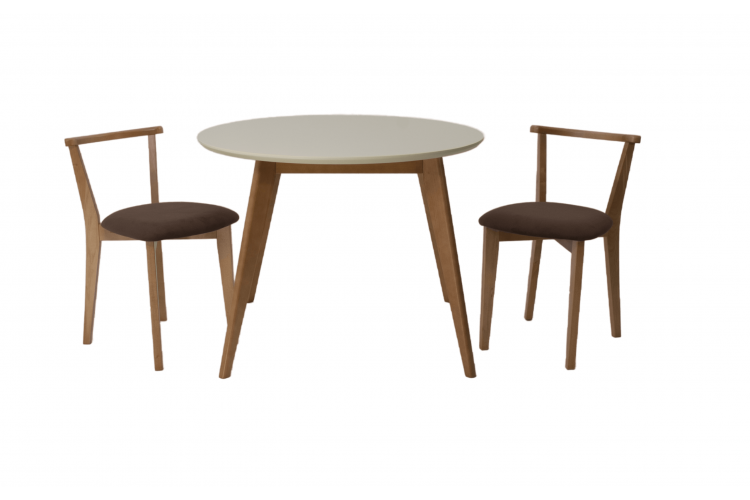 Стол Сканди К 100 натур/слоновая кость со стульями Франк натур велюр коричневый