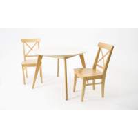 Стол Сканди К 90 слоновая кость/натур со стульями Ингольф натур