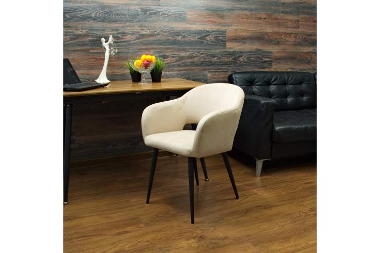 Стол Сканди К 90 черное дерево/натур с креслами Пичч велюр бежевый-8