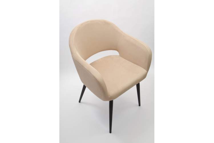 Стол Сканди К 90 черное дерево/натур с креслами Пичч велюр бежевый-5