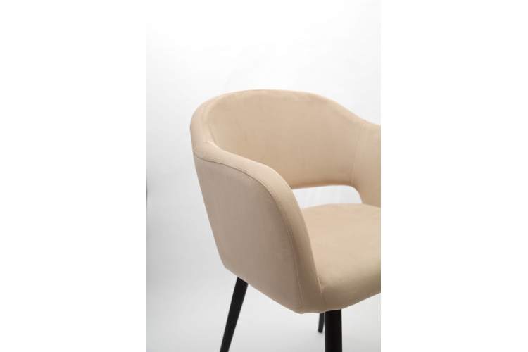 Стол Сканди К 90 черное дерево/натур с креслами Пичч велюр бежевый-4