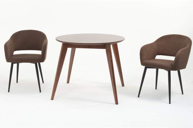 Стол Сканди К 100 орех с креслами Пичч велюр коричневый-2