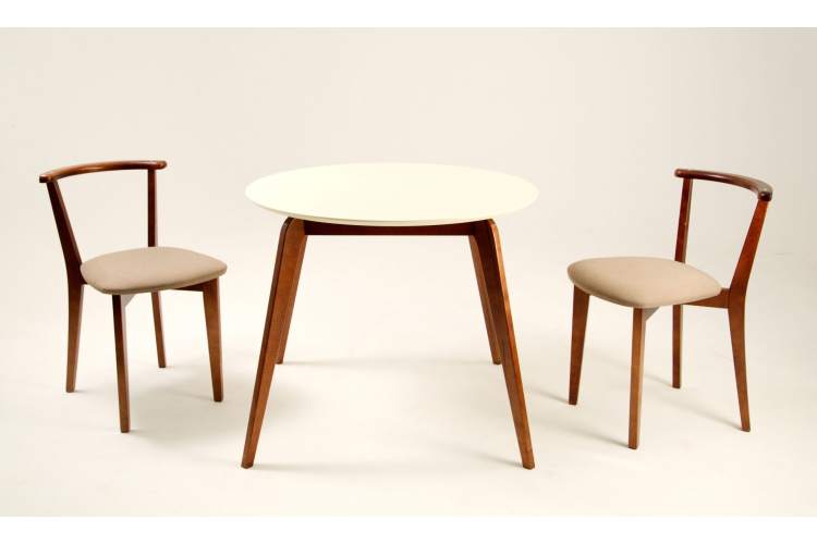 Стол Arki К 90 орех/слоновая кость со стульями Франк ПМ орех/бежевая рогожка
