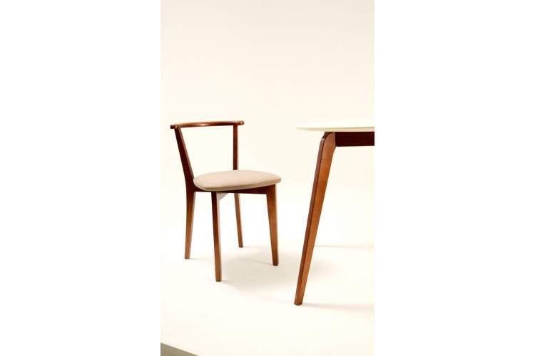 Стол Arki К 90 орех/слоновая кость со стульями Франк ПМ орех/бежевая рогожка-4