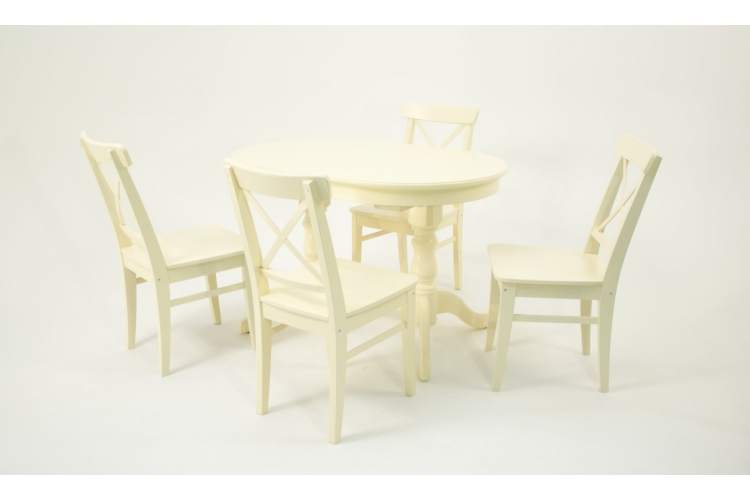 Обеденная группа стол Бизе со стульями Ингольф,слоновая кость-2