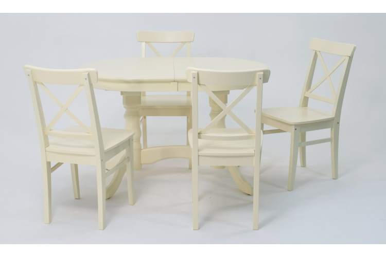 Обеденная группа стол Бизе со стульями Ингольф,слоновая кость-1