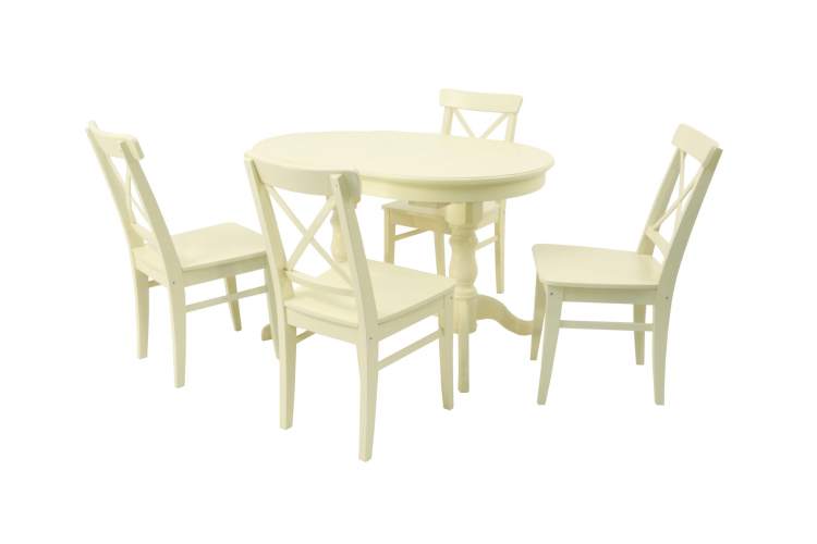 Обеденная группа стол Бизе со стульями Ингольф,слоновая кость