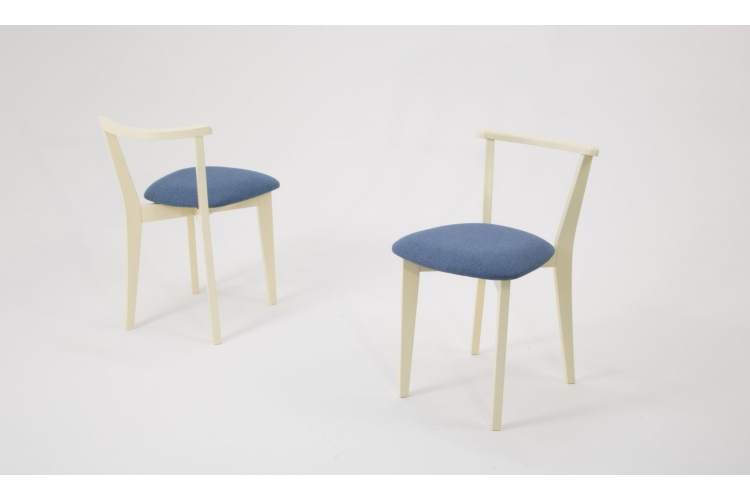 Стол Сканди М 100 орех/слоновая кость со стульями Франк слоновая кость рогожка синий-5