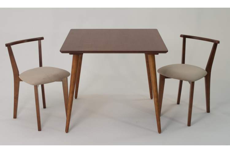 Стол Монте М 100 орех со стульями Франк орех велюр бежевый-1