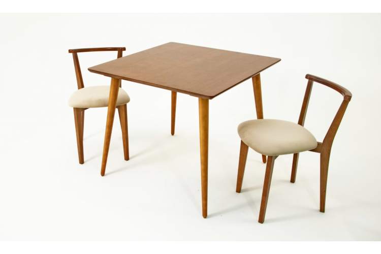 Стол Монте М 100 орех со стульями Франк орех велюр бежевый