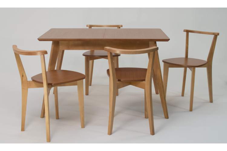 Стол Сканди 120 натур со стульями Франк натур-1