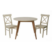 Стол Сканди К 90 натур/слоновая кость со стульями Ингольф слоновая кость