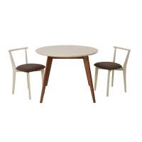 Стол Сканди К 90 орех/слоновая кость со стульями Франк слоновая кость велюр коричневый