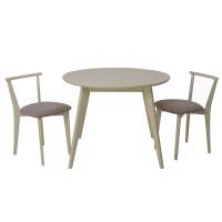 Стол Сканди К 90 слоновая кость со стульями Франк слоновая кость велюр бежевый