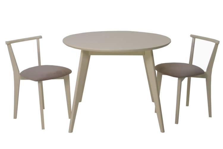 Стол Сканди К 90 слоновая кость со стульями Франк слоновая кость велюр бежевый