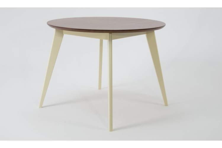 Стол Сканди К 100 слоновая кость/орех со стульями Франк орех рогожка серый-3