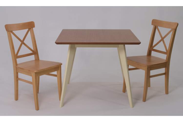 Стол Сканди М 100 слоновая кость/натур со стульями Ингольф натур-2