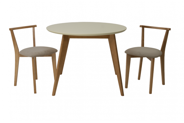 Стол Сканди К 100 натур/слоновая кость со стульями Франк натур велюр бежевый