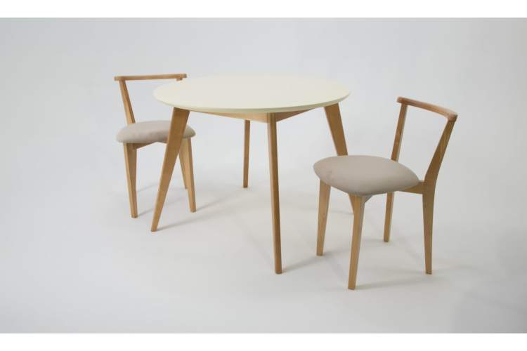 Стол Сканди К 100 натур/слоновая кость со стульями Франк натур велюр бежевый-1