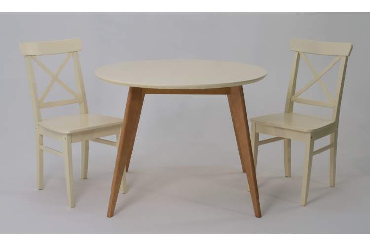 Стол Сканди К 100 натур/слоновая кость со стульями Ингольф слоновая кость-1