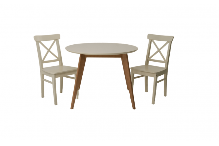 Стол Сканди К 100 натур/слоновая кость со стульями Ингольф слоновая кость