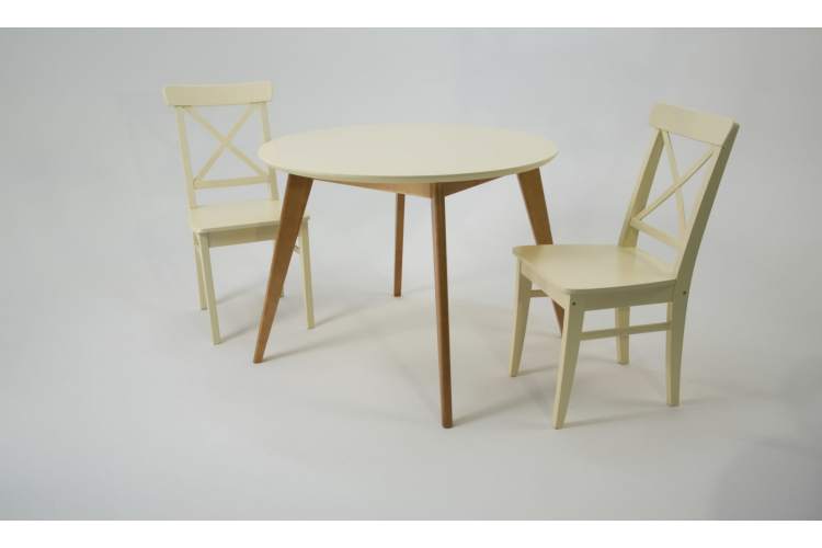 Стол Сканди К 100 натур/слоновая кость со стульями Ингольф слоновая кость-2