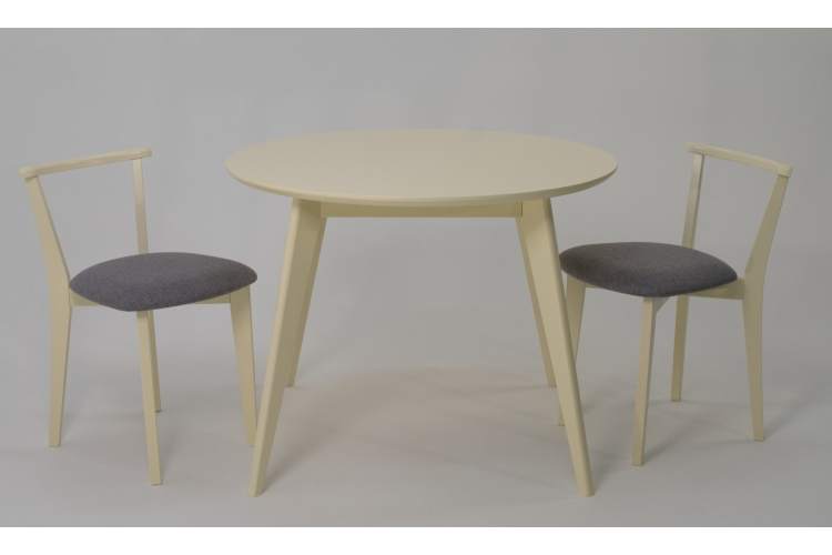 Стол Сканди К 100 слоновая кость со стульями Франк слоновая кость рогожка серый-2