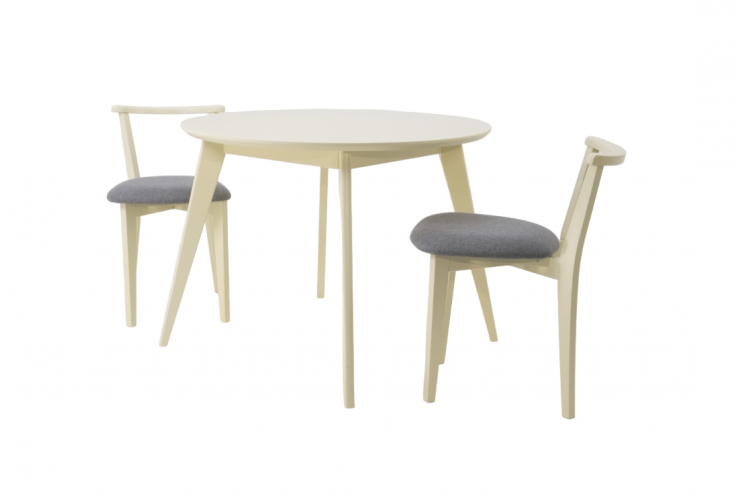 Стол Сканди К 100 слоновая кость со стульями Франк слоновая кость рогожка серый