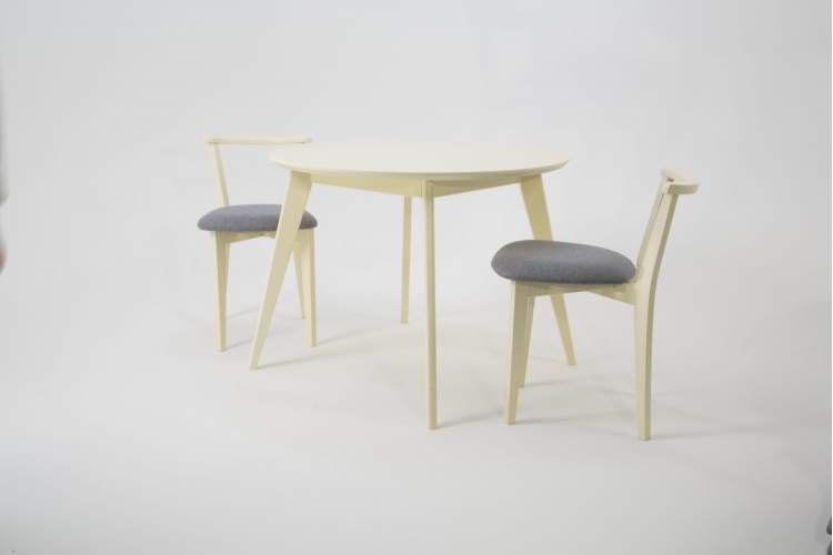 Стол Сканди К 100 слоновая кость со стульями Франк слоновая кость рогожка серый-1