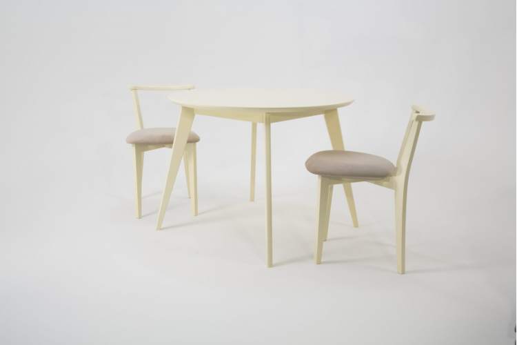 Стол Сканди К 90 слоновая кость со стульями Франк слоновая кость велюр бежевый-1