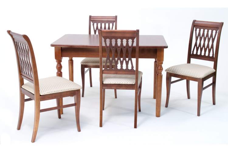 Обеденная группа Верди 120 со стульями Рич/ ромб бежевый, Орех-1