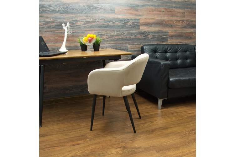 Стол Сканди К 100 черное дерево/натур с креслами Пичч велюр бежевый-9