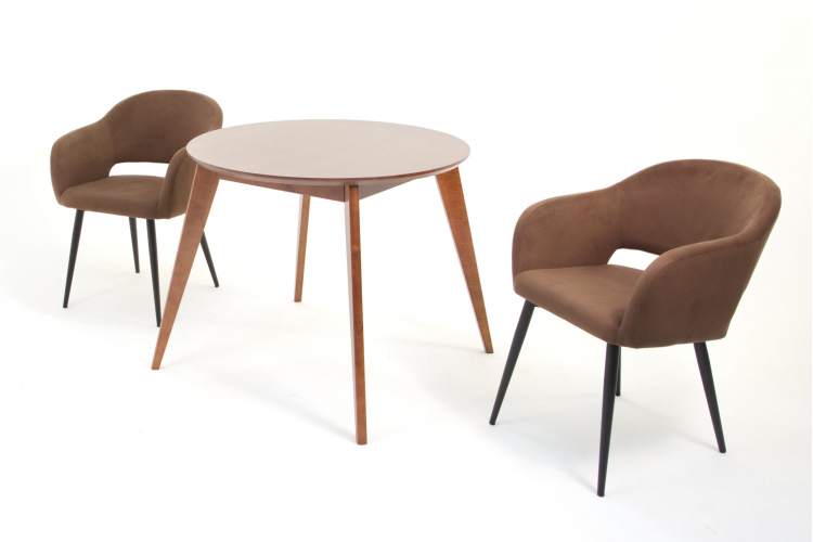 Стол Сканди К 90 орех с креслами Пичч велюр коричневый