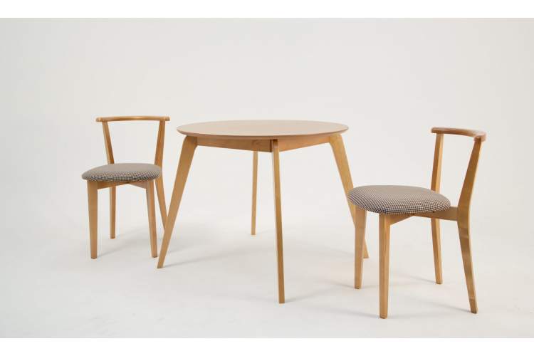 Стол Arki К 90 натур со стульями Франк ПМ натур/гусиная лапка