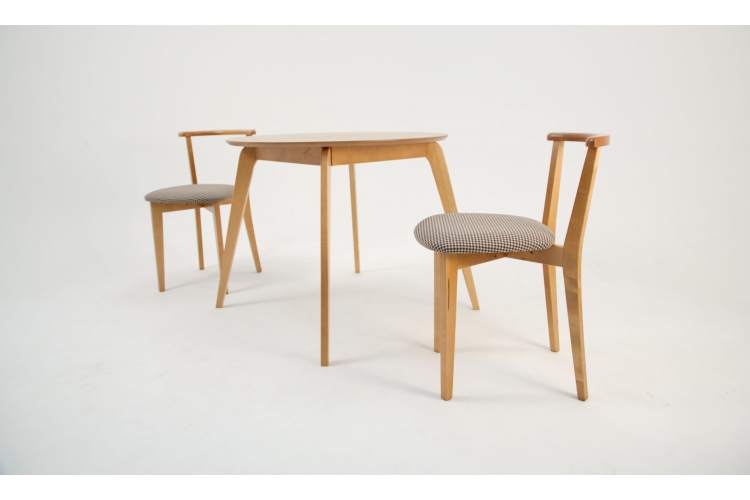 Стол Arki К 90 натур со стульями Франк ПМ натур/гусиная лапка-1