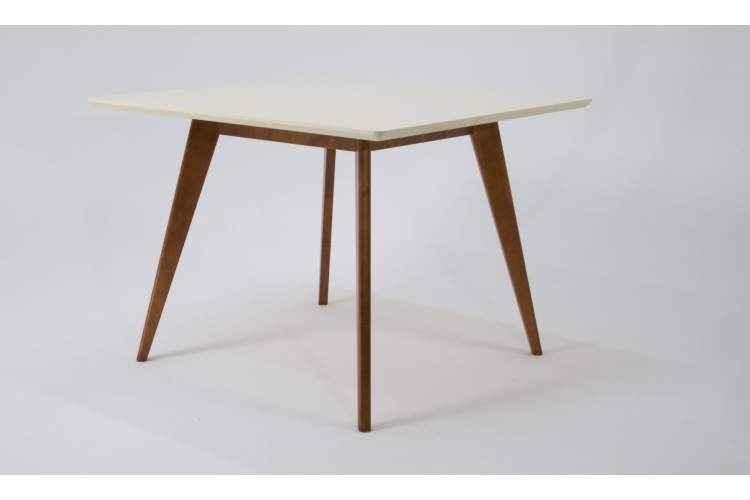 Стол Сканди М 100 орех/слоновая кость со стульями Франк слоновая кость велюр бежевый-3