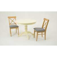 Обеденная группа Брамос К 100 слоновая кость со стульями Ингольф натур рогожка серый