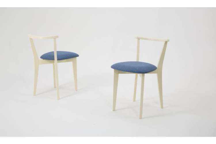 Стол Сканди К 90 орех/слоновая кость со стульями Франк слоновая кость рогожка синий-6