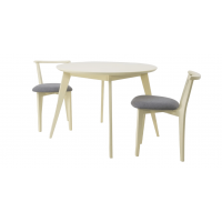 Стол Сканди К 90 слоновая кость со стульями Франк слоновая кость рогожка серый