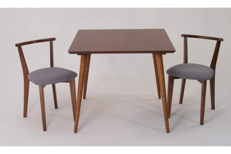 Стол Монте М 100 орех со стульями Франк орех рогожка серый-1